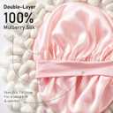 LitBear 100% Mulberry Silk Bonnet for Sleeping Women, 6A 22 Momme, Large Double-Layer Silk Hair Wrap with Tie Band, Non-Slip Turban, Includes Silk Scrunchie (Pink)