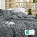 Bedsure Tufted Boho Comforter Set King Size - Grey Boho Bed Set, GentleSoft 3 Pieces Farmhouse-Style Embroidery Bedding, Gifts for Woman, Soft Jacquard King Comforter for All Seasons
