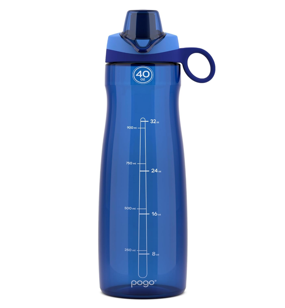 Pogo BPA-Free Tritan Plastic Water Bottle with Chug Lid, 40 Oz, Grey