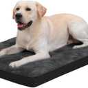 Dog Crate Bed for Large Size Dogs,Washable Dog Kennel Pad Ultra Soft Pet Sleeping Mat for Cages,Anti-Slip Bottom,35x22 inch,Black