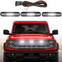 LED Grille Lights for Ford Bronco 2024 2021 2022 2023 Front Grill Inserts Light Snap-on Lamps Fits for Big Bend Outer Bank Accessories 2-4 Door (White Lights, 3PCS)