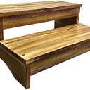 Long Wooden Step Stool, 2 Steps Wood Stool with Non-Slip Pads for Kitchen high Bed for Kids, Adults and Elderly (26.8" L*20.1" W*11.8" H)