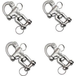4 Pack Snap Shackle Sailing Halyard, 316 Stainless Steel Clevis Swivel Jaw Swivel Shackle, Quick Release Snap Hook for Sailing Rigging Shackles, SCBA face Masks, Firefighter Mask