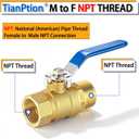 1 inch NPT Brass Ball Valve-Heavy Duty Forged Brass Shut Off Valve Fitting with Female to Male NPT Thread Full Bore Port & 1/4 Turn Long Handle, for Water Oil Gas, Flow & Direction Control