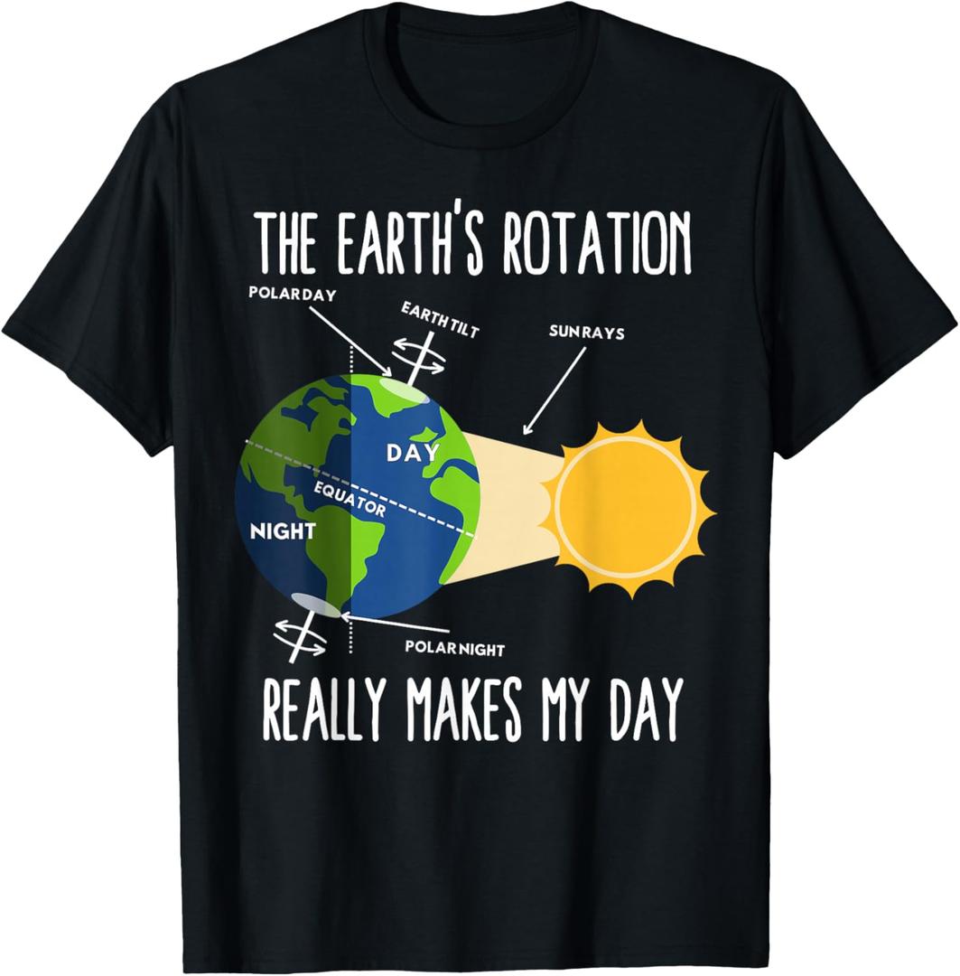 Funny Earth Rotation Earth Day Science Teacher Kids Women T-Shirt  M