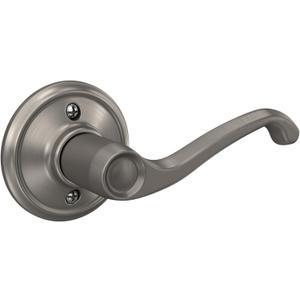Schlage F170 FLA 619 RH Right Handed Flair Door Lever, One Sided Non-Turning Dummy Door Handle, Satin Nickel