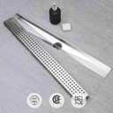 SaniteModar Linear Shower Drain, Shower Drain 30 inch with Removable Grate, Brushed 304 Stainless Steel Shower Drain Include Hair Strainer,Adjustable Leveling Feet
