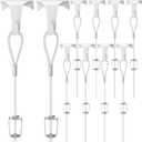 Duraaamo Pack of 10 Picture Rail Hanging System White Rail Hooks 3. 3 lb (1. 5 Kg) Load, 5 ft Clear Wire Invisible Loop Adjustable Molding Hook Kit for Pictures, Exhibition, Art Gallery Supplies