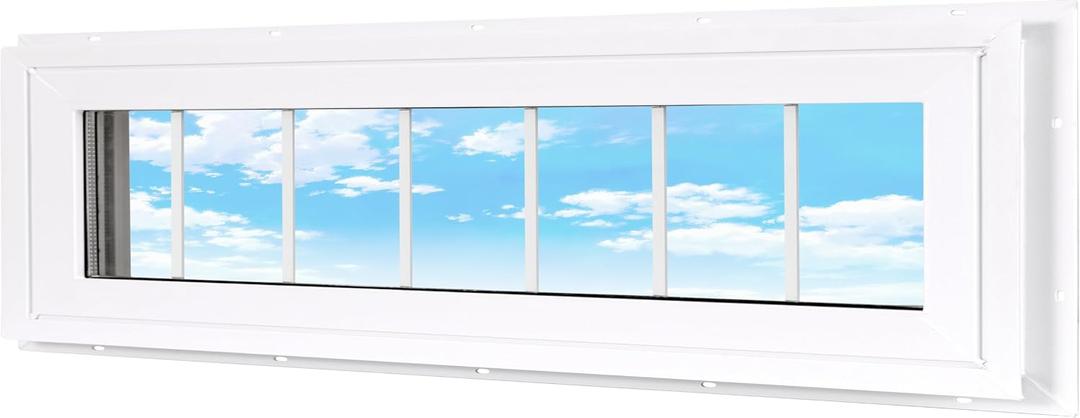 Vinyl Transom Household Fixed Window 12" x 42" White