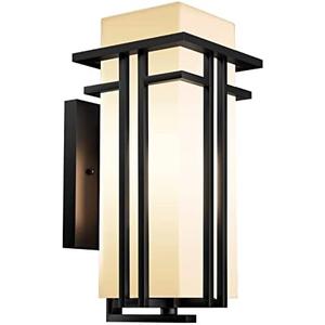 Yoenecea Outdoor Lighting Fixtures Wall Mount, Outdoor Wall Lights Modern with Frosted Glass, Aluminum Exterior Light for House Outdoor Wall Lantern for Garage Porch Carriage Patio (14.6''H, 1 pc)