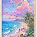 Beach Picture Wall Art for Home Decor Bay Coastal View Poster Summer Wall Decor Beach Oil Painting Canvas Prints for Living Room Bedroom Bathroom Decorations 16 24 in (Unframed)