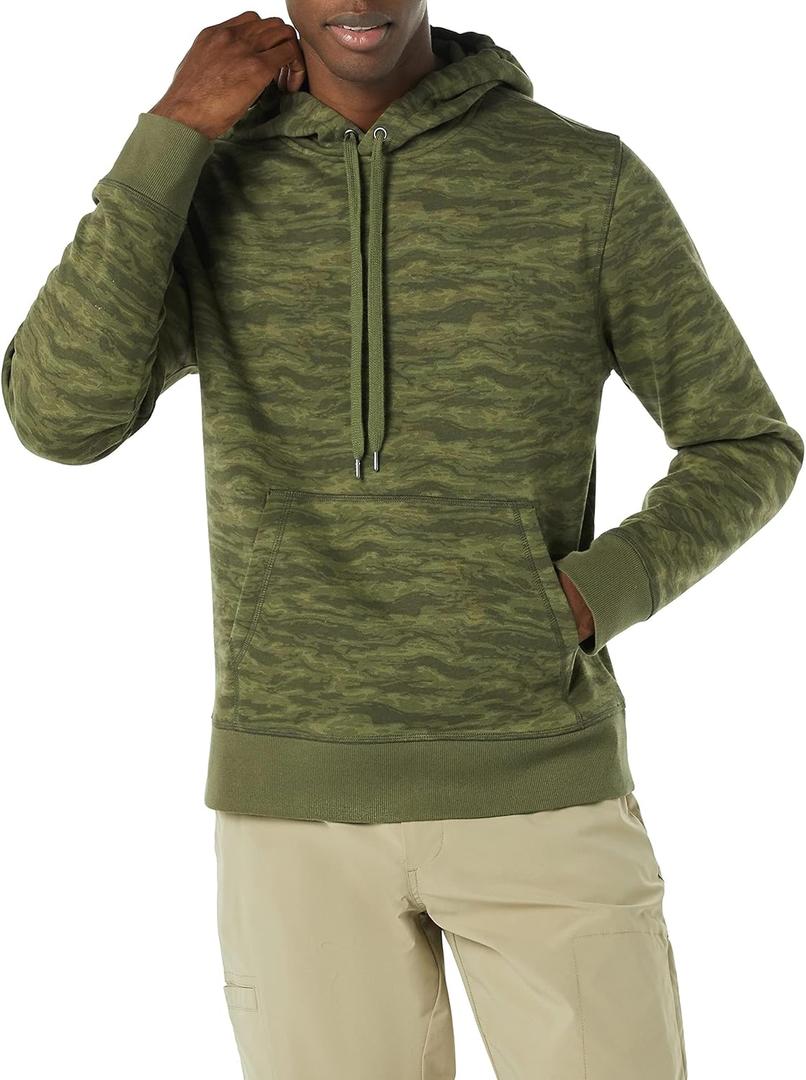 Amazon Essentials Men's Pullover Sweatshirt Hoodie, Big & Tall Options (X-Large, Green Abstract Camo)