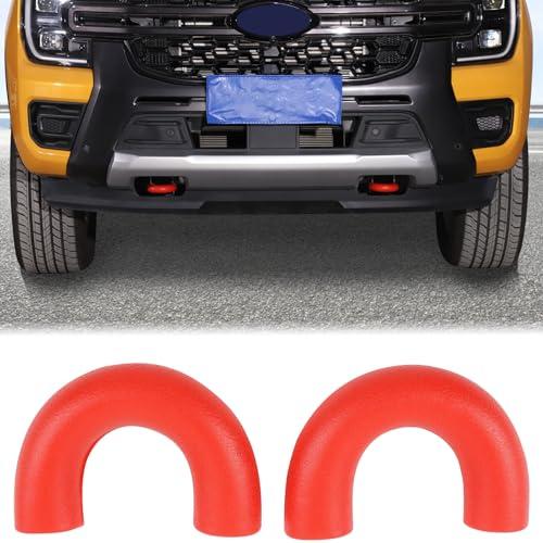 Aunginsy 2Pcs Front Bumper Tow Hook Covers Compatible with Ford Ranger 2023-2026, Front Bumper Tow Trailer Hitch Receiver Cover Towing Hitch Pull Ring Rubber Sleeve Protector Trim Exterior Accessories