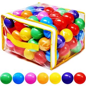 Hovenlay Ball Pit Balls Phthalate Free BPA Free Crush Proof Plastic - 7 Bright Colors in Reusable Play Toys for Kids with Storage Bag