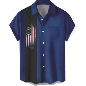 Lzzidou 4th of July Shirts for Men Patriotic American Flag Shirts USA Memorial Day Shirt (Small)