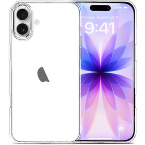JJGoo Compatible with iPhone 17 Case Clear, Soft Transparent TPU Bumper Cover, Slim Thin Shockproof Phone Case for iPhone 17, Clear
