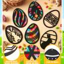 Fumete 36 Pcs Easter Egg Wooden Craft Kit, Arts and Crafts Set with Pre Cut Cardstock and Tissue Paper, DIY Stained Glass Style Suncatchers for Spring Window Art and Holiday Decor