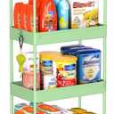 SPACEKEEPER Storage Cart 4-Tier, Bathroom Rolling Cart Utility Storage Organizer Shelf Mobile Shelving Unit for Kitchen Living Room Bathroom Laundry Room & Dressers, Green
