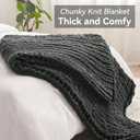 Chunky Knit Throw Blanket, 30''*40'' Knitted Throw Chenille Yarn for Bed Couch, Handmade Dark Grey Crochet Big Thick Blanket, Machine Washable Cute Comfy Blanket for Home Decor