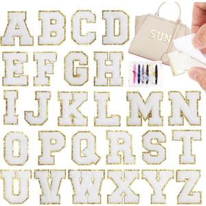 NICEVINYL Self-Adhesive Chenille Letters for Clothing: Varsity Iron on Letters Patches Adhesive/Sew On for Clothes Repair Alphabet Embroidered Applique Preppy Patch for Backpack Hat