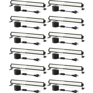 THECHAM IP66 Waterproof 45W LED Shop Lights, 5400LM 6000K Daylight White Garage Light with 6FT Power Cord & Switch, Plug in LED Work Light for Garage, Workshop, Warehouses, Basement, Yard, 12 Pack