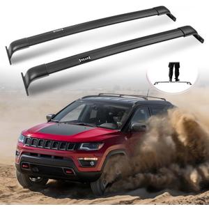 Enhanced 220 LBS Roof Racks for Jeep Compass 2018-2025, Real Aluminum Cross Bars for Kayak Snowboard Surfboard Bike Canoe Ski