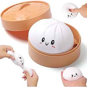 Dumpling Squishies Mystery Box, Squishies Dumpling Toys for Teens & Adults, Stretchy Squeeze Dough Ball, Sensory Stress Ball Squeeze Toys for Stress Relief 2 Pieces