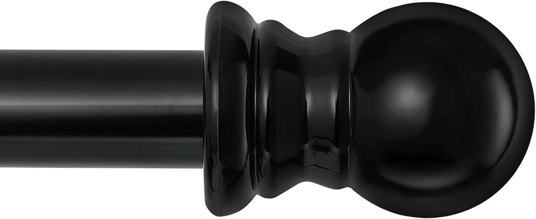 Black Curtain Rod - 1" Heavy Duty Curtain Rods for Windows 66 to 120 inch (5.5-10ft Adjustable),Decorative Blackout Drapery Rods for Bedroom Living Room Kitchen Sliding Door Farmhouse Cafe