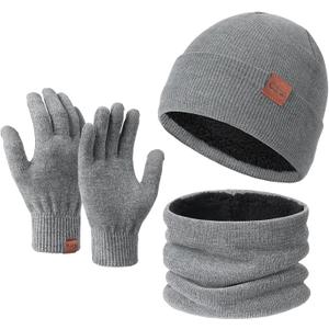 Cierto Winter Knit Beanie Hat Gloves Set for Men Women, Neck Warmer Scarf and Touch Screen Gloves