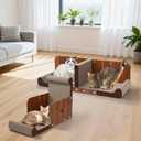 34 Inch Cat Scratcher Bed, Upgraded Cardboard Scratching Pad, Extra Large Cat Scratchers for Indoor Cats, Convertible Vertical Cat Scratching Board Furniture Protector (Red Brown)