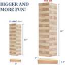 Megwoz Giant Tumble Tower Family Games for Kids and Adults 60 Blocks New Zealand Pine Wooden Blocks Stacking Up to 5 FT for Indoors Outdoors Yard Games for Family
