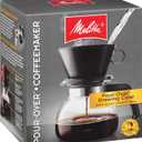 Melitta Pour-Over Coffee Brewer W/ Glass Carafe, Holds 6 - 6 Oz Cups, Black