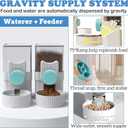 kathson Rabbit Gravity Auto Feeder Set 35oz Hanging Automatic Food Water Dispenser Cage Automatic Feeder Set for Rabbit Chinchilla Guinea Pig Hedgehog Ferret Kitty Puppy (Blue)