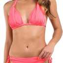 Island Goddess Rouched Halter Bikini Swimsuit Top (12, Coral Reef)