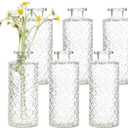 Clear Glass Bud Vase Set, 6pcs Mini Vintage Flower Vases for Wedding,Small Decorative Bottle Flower Vases for Centerpiece, Christmas, Party, Home Decor, Housewarming Gift, Diamond