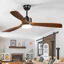 addlon 52 inch Ceiling Fans with Lights and Remote Control, Reversible, 3 Wood Blades, 6 Speeds, 3CCT Dimmable, Noiseless, Indoor/Outdoor Black Walnut Ceiling Fan for Bedroom Living Room Gazebo Patio