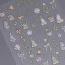 3D Christmas Nail Stickers Nail Art Stickers Gold Nails Sticker Decoration with Christmas Tree Snowflakes Candy Canes Design Winter Fingernail Stickers on Nail Supplies for Women Girl Gifts 8 Sheet