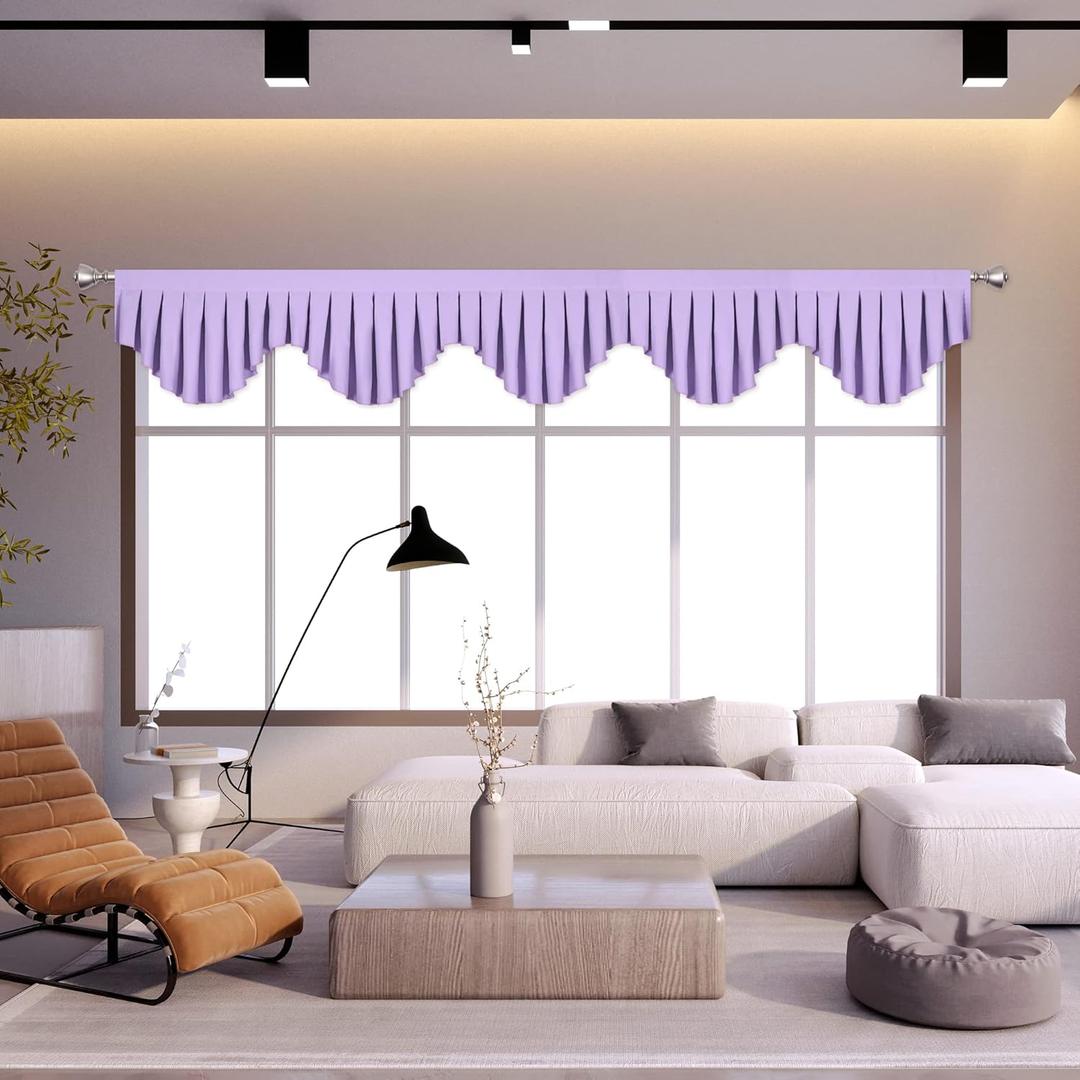Energy Efficient Rod Pocket Curtain Valance Blackout valances for Windows for Living Room Kitchen and Bedroom Clove Purple Width 110 inch, 1 Panel