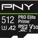 PNY 512GB PRO Elite Prime C10 U3 V30 A2 microSDXC Flash Memory Card  Ultra-Fast Speeds, Read 200MB/s, Write 150MB/s, 4K UHD, Full HD, UHS-I, for Smartphones, Drones, Action Cameras