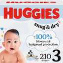 Huggies Size 3 Diapers, Snug & Dry Baby Diapers, Size 3 (16-28 lbs), 210 Count (6 Packs of 35), Packaging May Vary