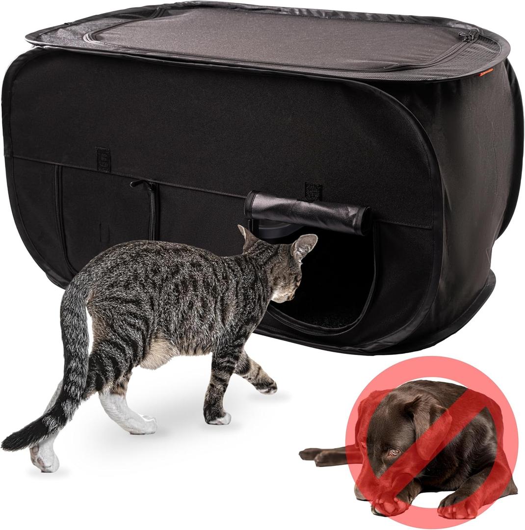 Cat Litter Box Enclosure, Dog Proof, Discreet and Hidden Litter Box, Kitty Litter Trap Design with Easy-Clean Feature, Scoop and Deodorizer Storage Pockets, Lightweight and Waterproof