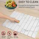 Diatomaceous Earth Stone Dish Drying Mat for Kitchen Counter and Sink - Quick Dry Absorbent Foldable Large Rack (White, 24W*16L)