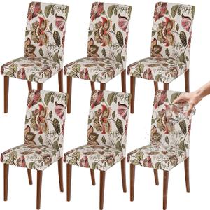 Waterproof Dining Chair Covers Set of 6, Stretch Chair Slipcovers for Dining Room Chairs, Removable Washable Kitchen Chair Covers, Elastic Dining Chair Protectors for Home Restaurant Hotel