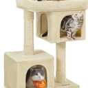 Feandrea Cat Tree, 33.1-Inch Cat Tower, L, Cat Condo for Large Cats up to 16 lb, Large Cat Perch, 2 Cat Caves, Scratching Post, Beige UPCT61M