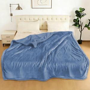 Electric Heated Blanket Full 72"x84" - 5 Heat & 10H Auto-Off, Microplush Flannel & Sherpa, Same Color Both Sides, Machine Washable, Overheat Protection, Gifts for Home/Bedroom/Sofa, Demin Blue