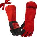 Fireplace Welding Gloves Fire Heat Resistant16IN 932F Fireproof Leather for Fire Pit Wood Stove Campfire Furnace BBQ Baking,Grill Oven Stick Mig Tig Gear Birthday Christmas Gift for Man L