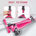 3 Wheel Scooter for Kids Ages 6-12,Kids Scooter with Light Up Wheels, Sturdy Deck Design, and 4 Height Adjustable Suitable for Kid Ages 3-12, Pink