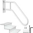 U-Shaped Outdoor Indoor Handrail, Wrought Iron Hand Railing, White