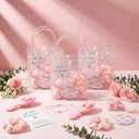 12 Sets Pink Ballerina Party Favors Dance Graduation Gifts Bulk Dance Birthday Party Supplies with Scrunchies Hair Brush Card Compact Mirror Bracelet Bags Ballerina Team Gifts for Women