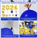 Graduation Balloons Garland Arch Kit, Graduation Balloons Class of 2026, Navy Blue and Gold White Latex Balloon with Foil Balloon for Class of 2026 Party Decor